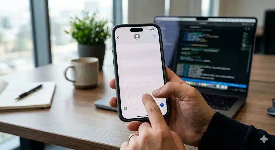 رابط واتس اب مباشر: دليل عملي لصناعة رابط يفتح المحادثة فورًا (لكل الدول) 4 هاتف ذكي يوضح فكرة فتح محادثة واتساب مع رسالة جاهزة مكتوبة مسبقًا.