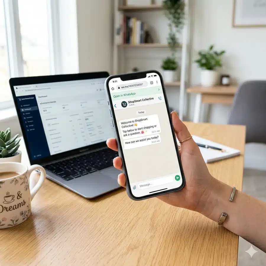 إنشاء رابط واتساب للمتاجر: الطريقة الصحيحة وأفضل استخداماته لزيادة التواصل والطلبات 3 زر واتساب في متجر إلكتروني