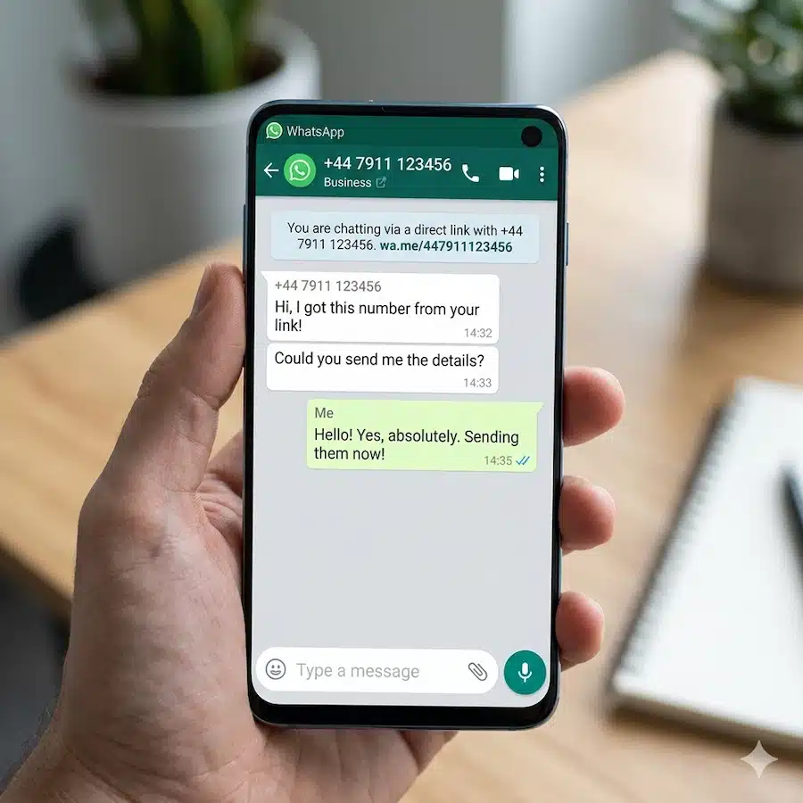 كيف تسوي رابط واتساب مباشر برقمك ورسالة جاهزة (شرح خطوة بخطوة) 2 رسالة جاهزة في رابط واتساب مباشر