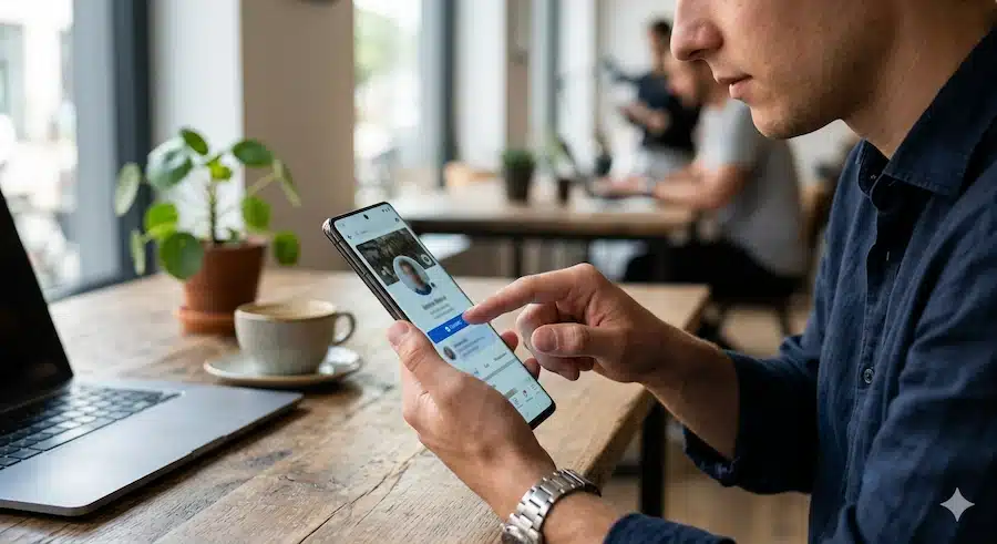 طريقة انشاء رابط واتس اب في كل الدول: الدليل السريع بصيغة wa.me 3 شخص يضغط على زر تواصل من هاتفه لفتح محادثة واتساب مباشرة.