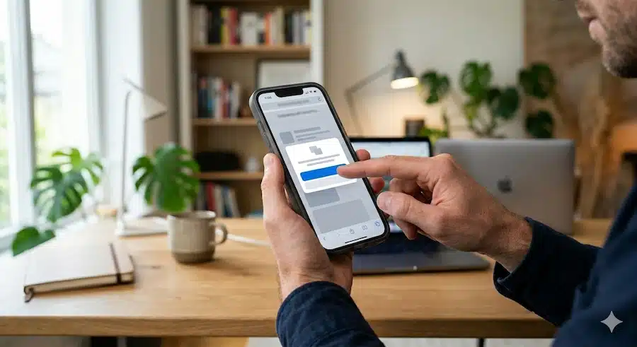 محادثة واتساب بدون تسجيل الرقم: الطريقة الأسرع لفتح الشات برقم غير محفوظ 3 شخص يفتح رابطًا من الهاتف لبدء محادثة واتساب مباشرة.