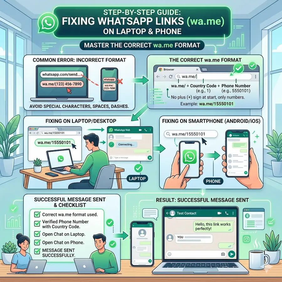 رابط واتساب لا يعمل: الأسباب الشائعة وطريقة إصلاحه خطوة بخطوة 2 مشكلة رابط واتساب لا يعمل